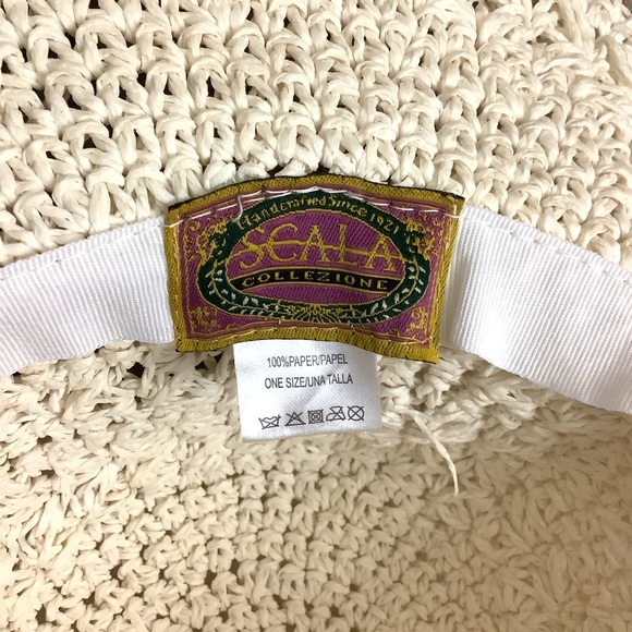 SCALIA COLLEZIONE Cream Floppy Woven Paper Hat - Picture 4 of 9